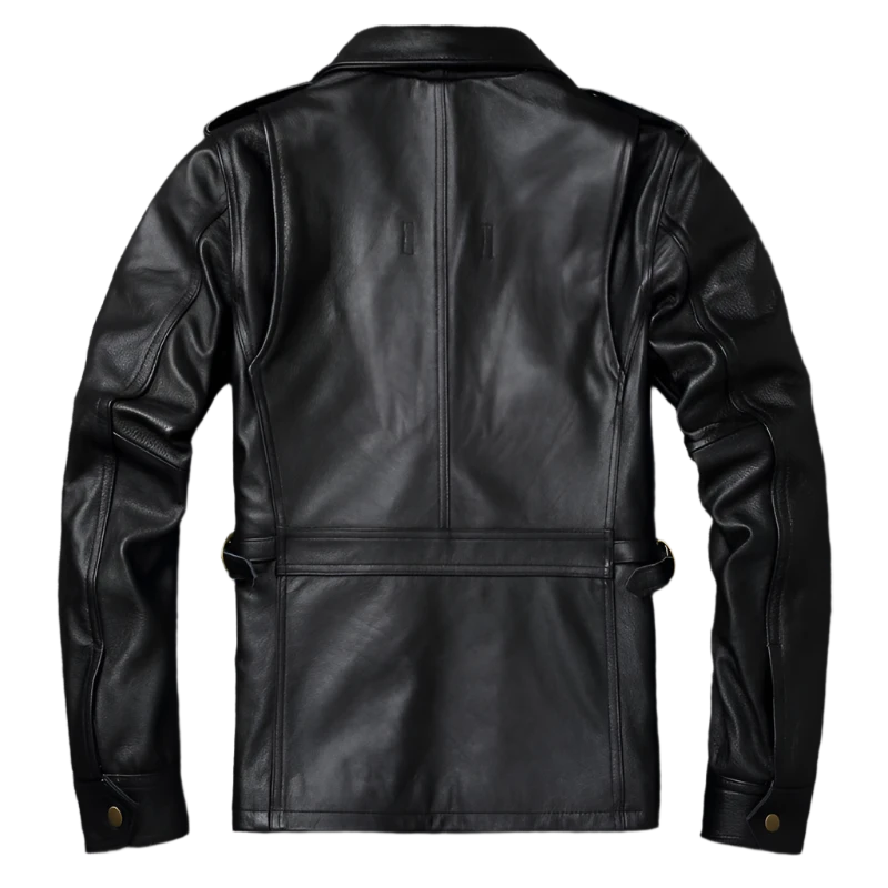 Oversized Cowhide Leather Biker Jacket – Classic Moto Style