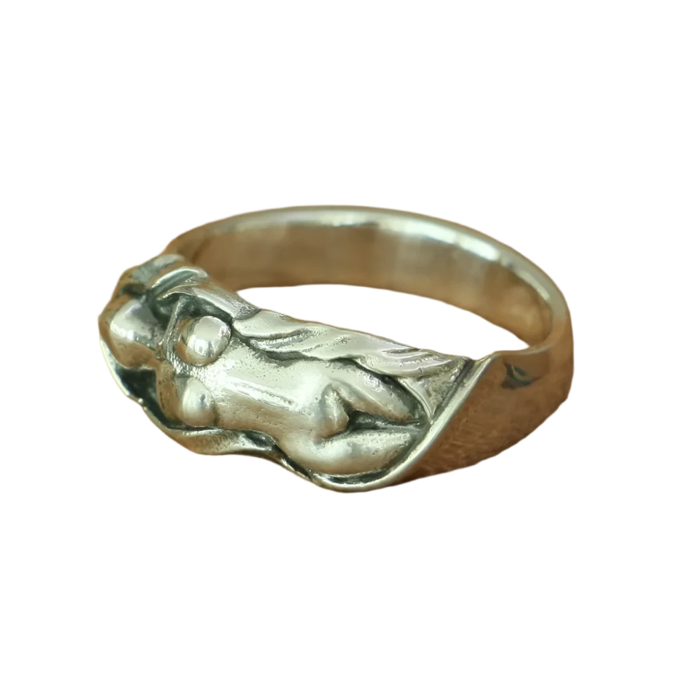 925 Sterling Silver Naked Angel Biker Ring