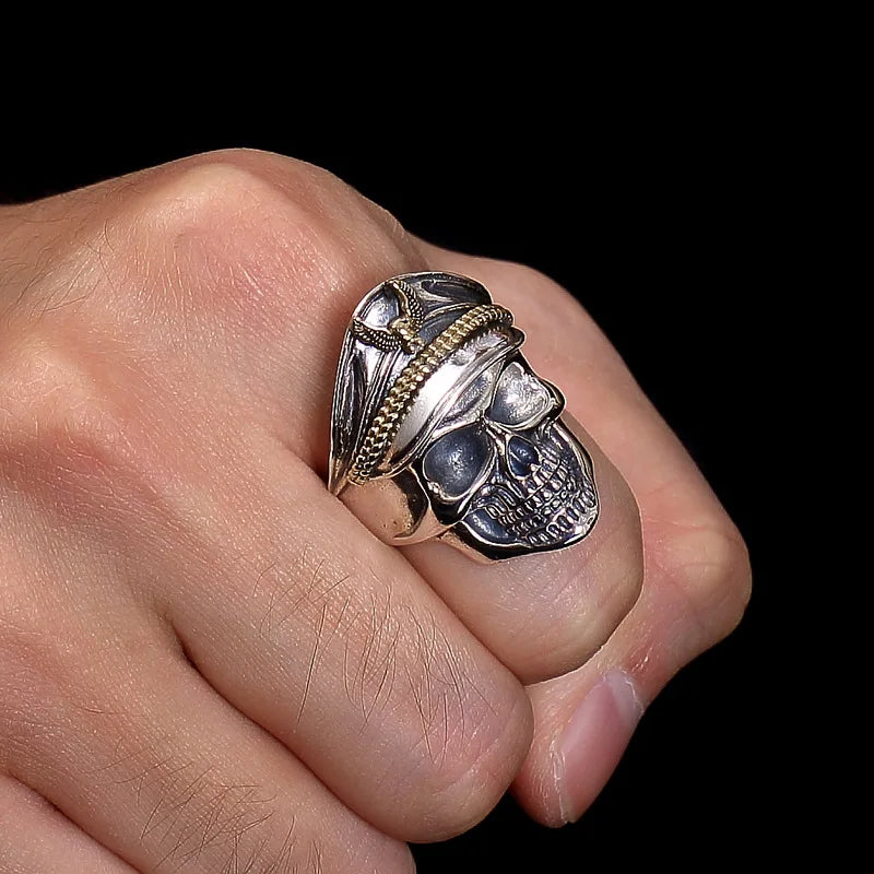 Navy Officer Skull Ring – Retro Biker Punk Gothic Style