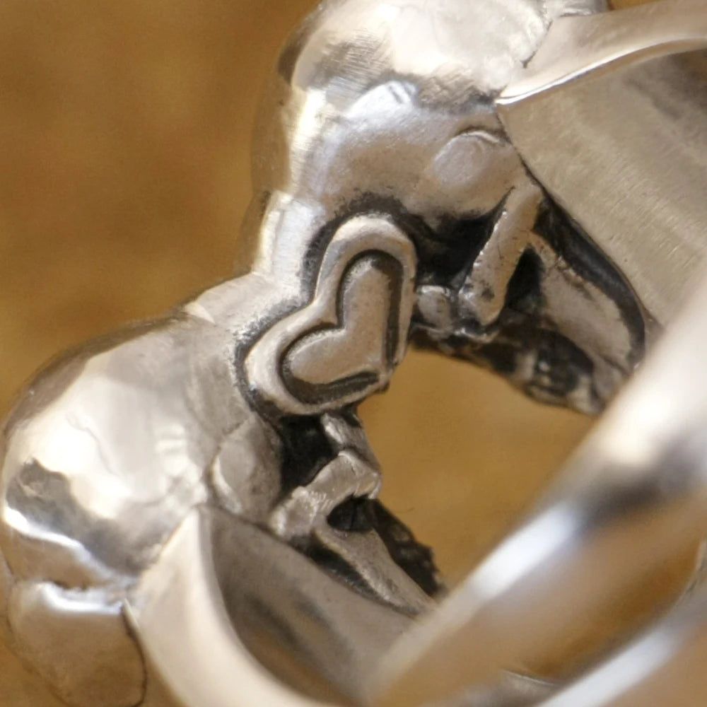 Love Forever 925 Sterling Silver Skulls Heart Ring