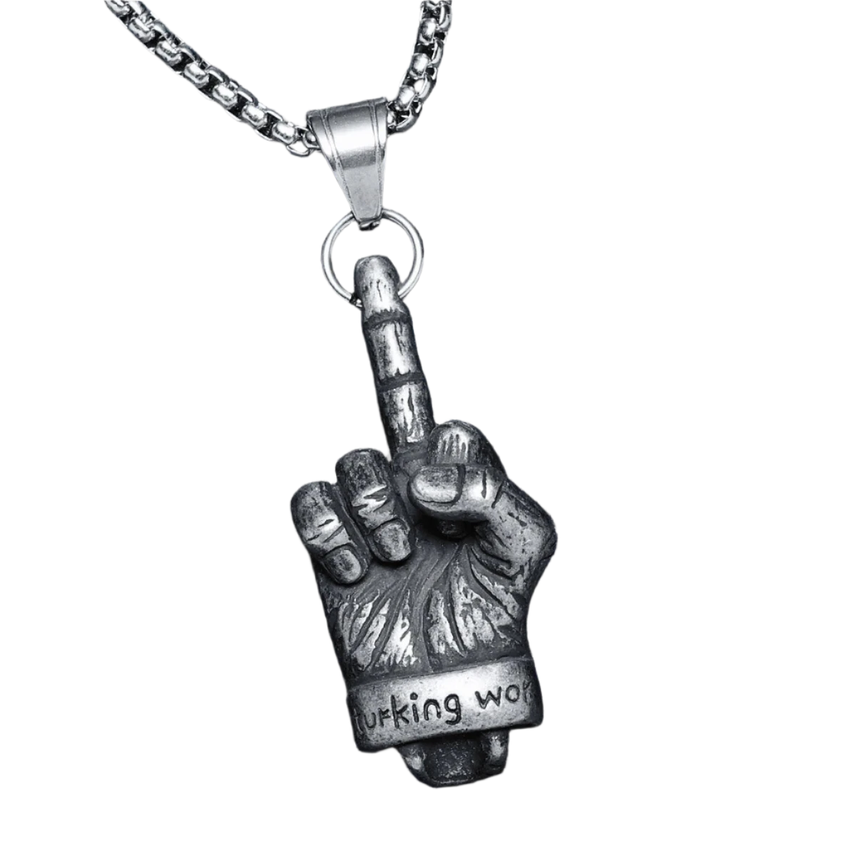 Men's Middle Finger Skull Necklace