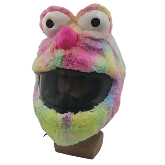 Motorcycle Helmet Cover – Rainbow Fuzz Monster 🌈👾