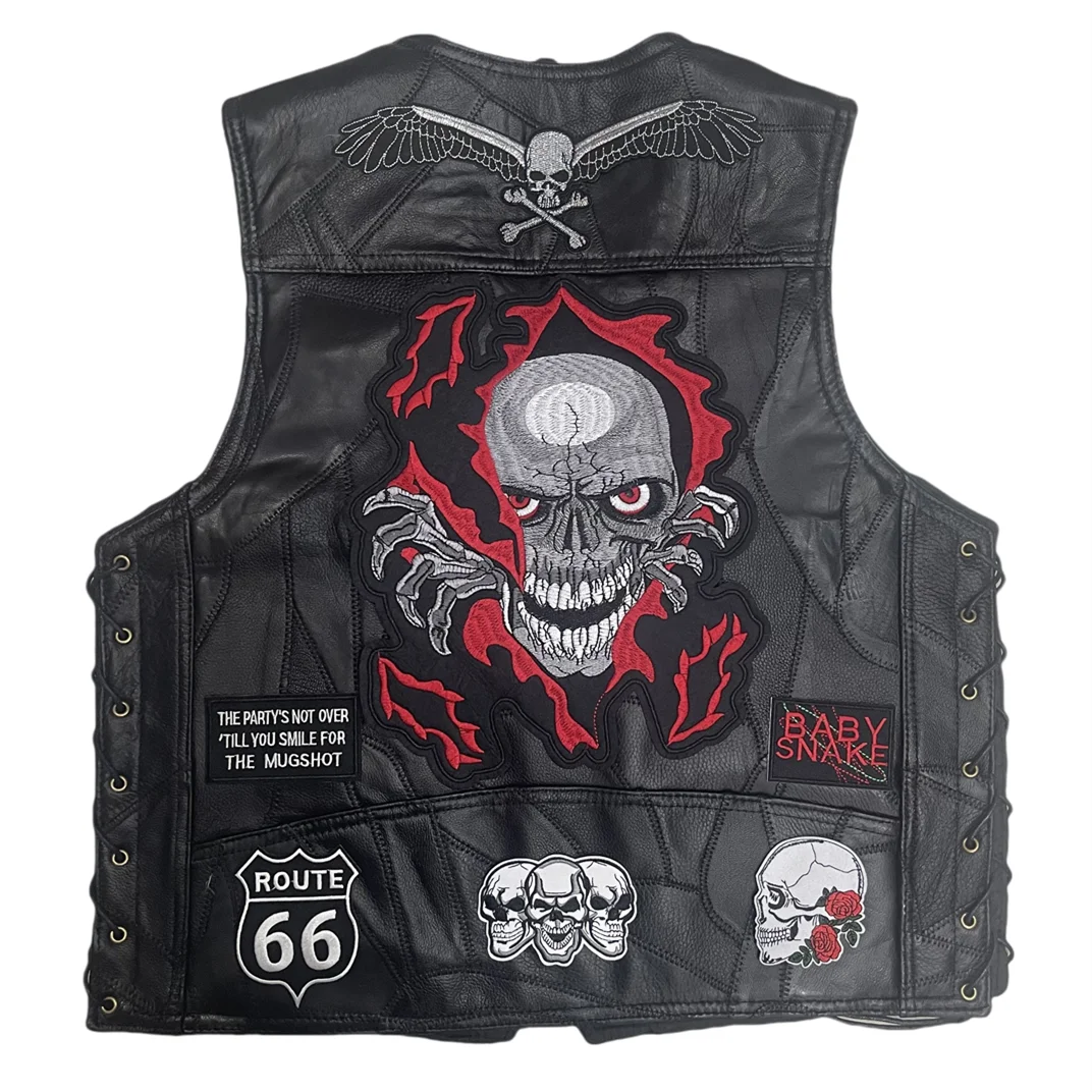 Men's Maltese Cross Skull Biker Vest - V-Twin Engine Design