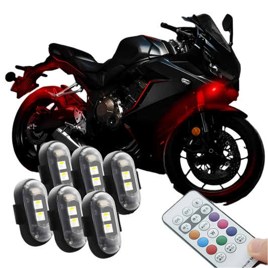 7-Color Wireless RGB Aircraft & Motorcycle Strobe Warning Lights – USB Rechargeable