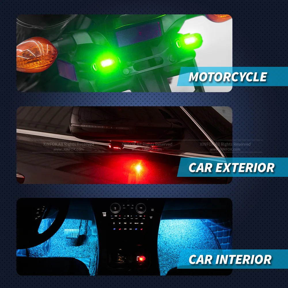 7-Color Wireless RGB Aircraft & Motorcycle Strobe Warning Lights – USB Rechargeable