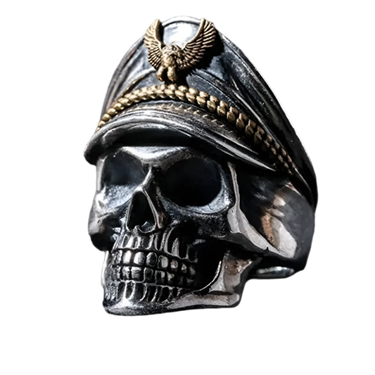 Navy Officer Skull Ring – Retro Biker Punk Gothic Style