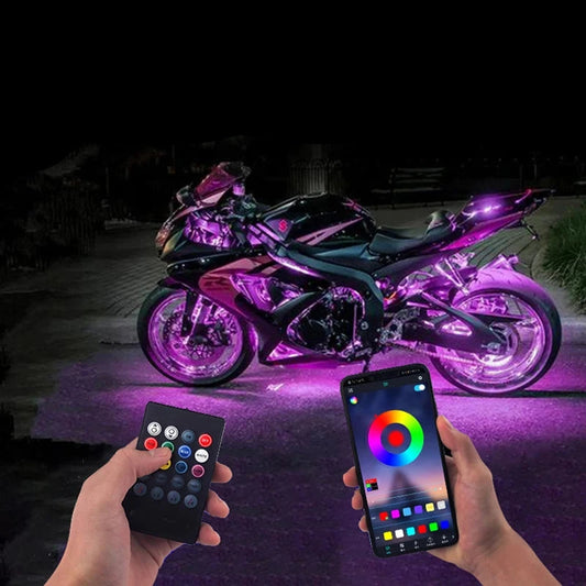 RGB LED Motorcycle & Car Ambient Light Strip – Waterproof 12V, APP & Remote Control with Sound Sync