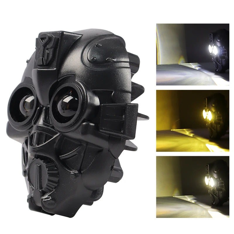 LED Double Lens Spotlight – White & Yellow Auxiliary Fog Lamp for Motorcycles