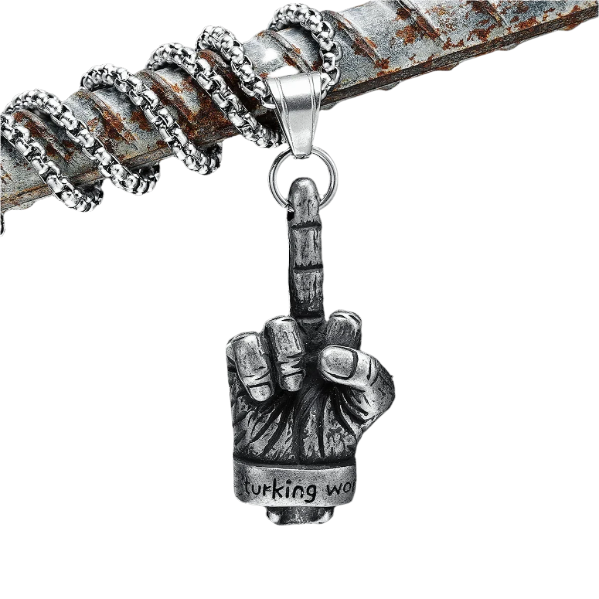 Men's Middle Finger Skull Necklace