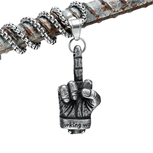 Men's Middle Finger Skull Necklace