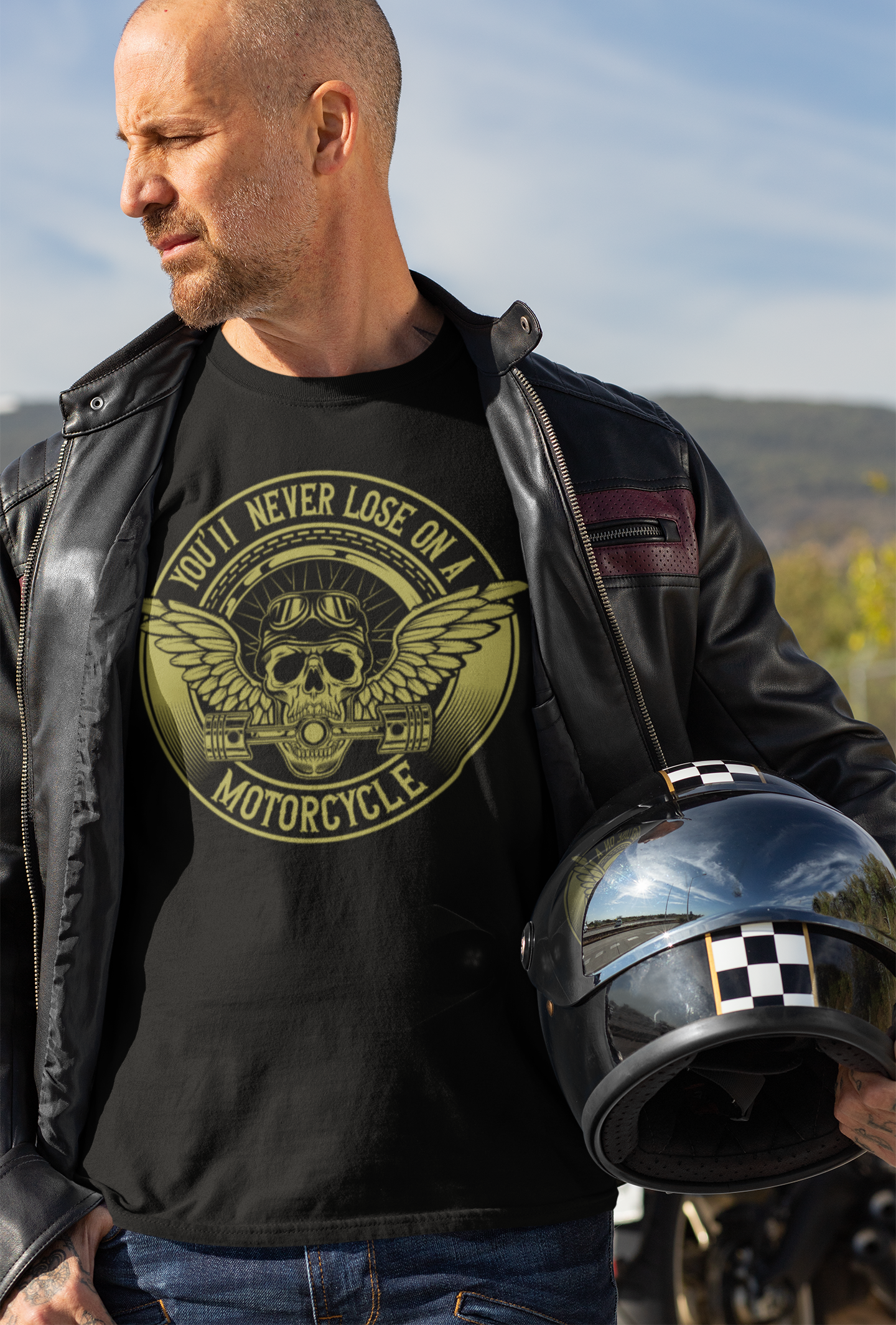 "Never Lose on a Motorcycle" Biker Tee