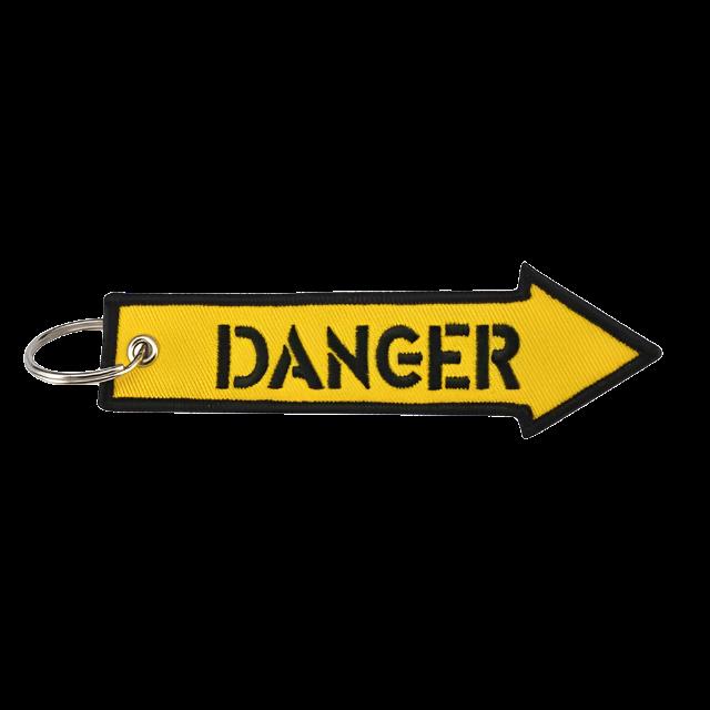 "DANGER" Arrow Key Tag – A Bold Warning on the Move 🚧