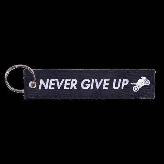 "Never Give Up" Key Tag – Fuel for the Determined Rider